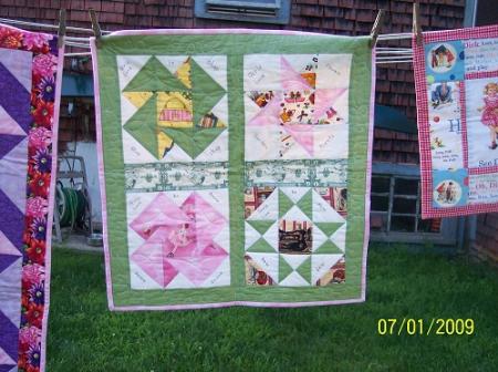 This wall hanging was made for a quilt guild challenge.It has just a few ideas of what girls like to do for fun.