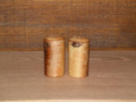 These salt & pepper shakers are made from birch, hollowed out and finished. Designed and Made by Joe Monasky