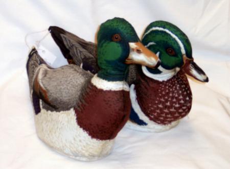 Duck pillows, these ducks have been stuffed with polyester fiberfil and have a flat bottom to sit anywhere<br />
